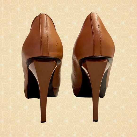 Audrey Brooke Genuine Leather Pumps Heels, Great Condition, Tan, Brown Business - Picture 5 of 11